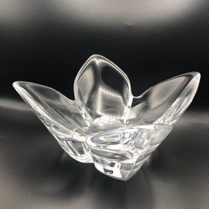 Orrefors Sweden Lead Crystal Belle Tulip Dish Signed Lars Hellsten Design